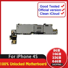 8 ГБ 16 ГБ 32 ГБ 64 ГБ для iphone 4S материнская плата с полной разблокировкой, нет iCloud для iphone 4S логическая плата с системой IOS, хорошо протестирована