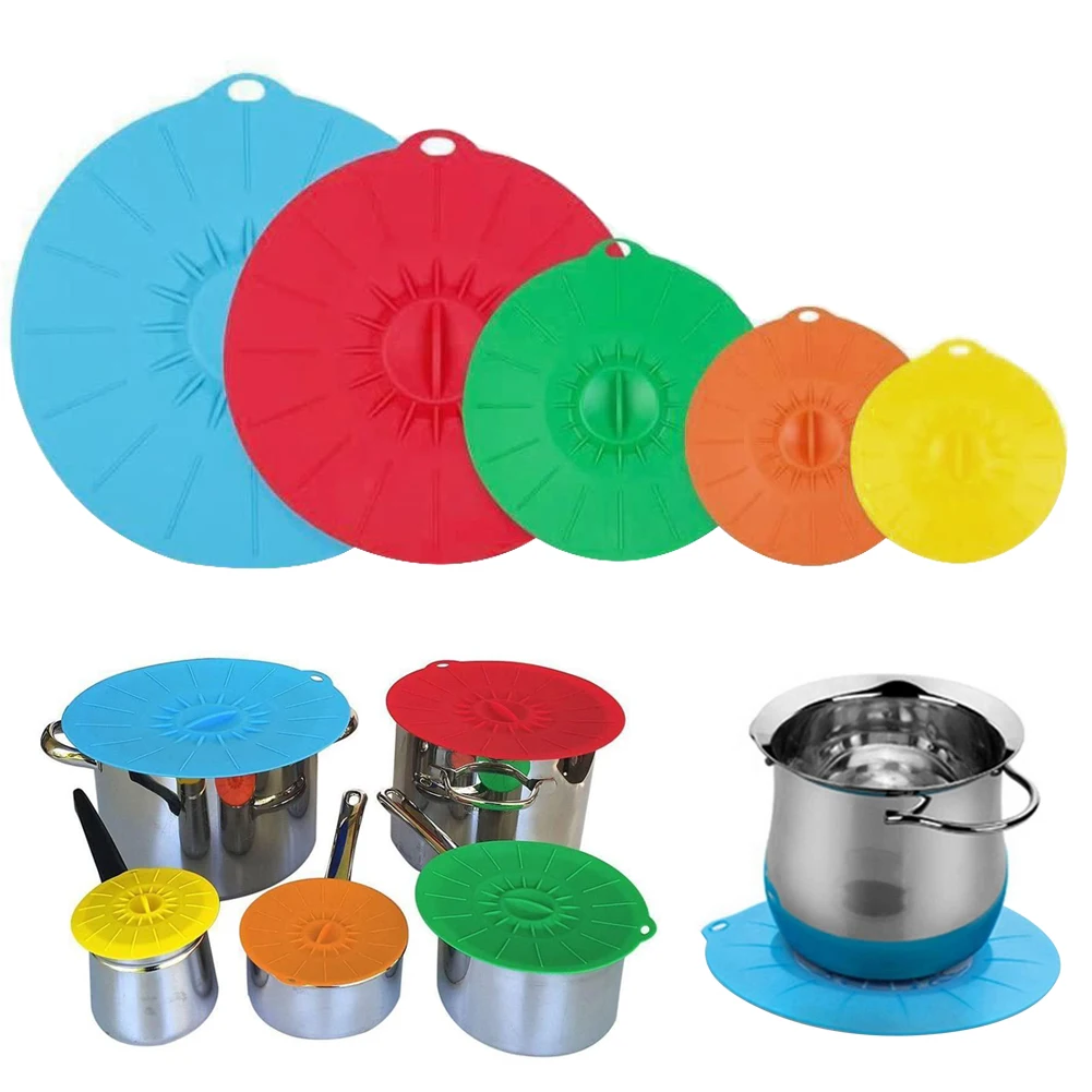 5PCS/Set Universal Silicone Suction Lid Easy Vacuum Seal Stretch Sealer