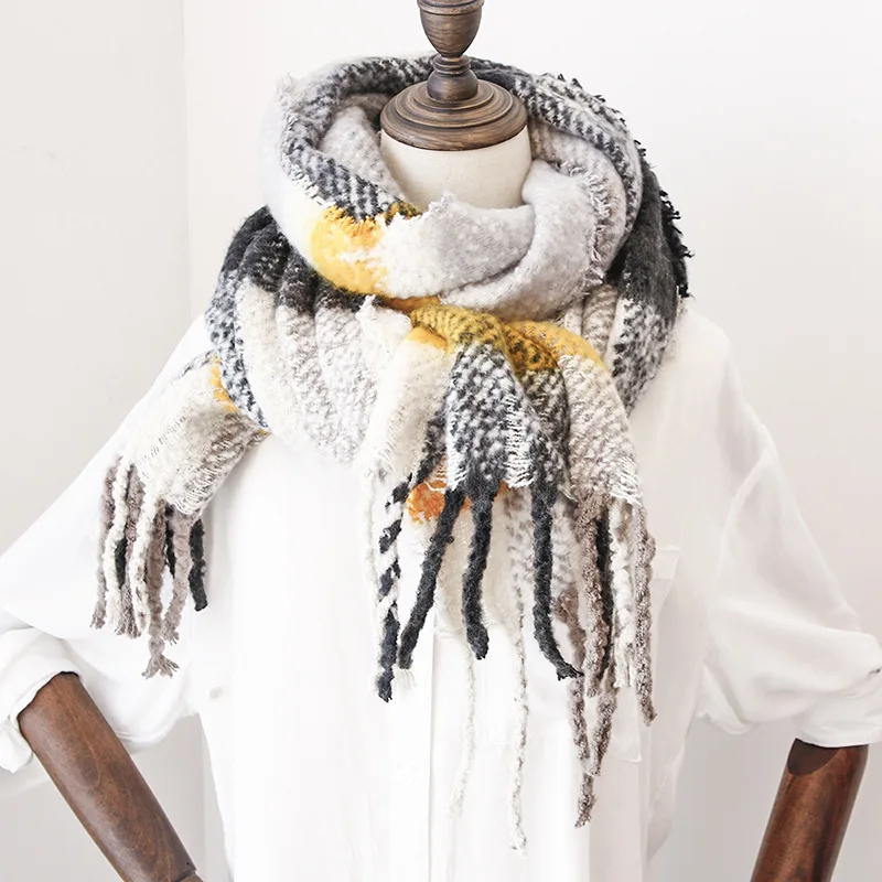 PLIKTEA искусственный кашемир лоскутное Снуд женский шарф пашмины зимнее пончо шаль Зимний женский Палантин женский хиджаб толстый шарф