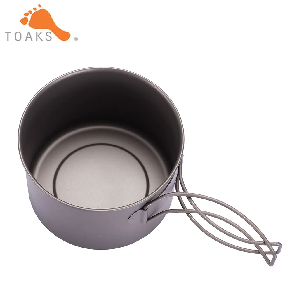 TOAKS BWL-550 Camping Titanium Bowl with Folding Handle Lightweight Portable Tablware Cookware 550ml