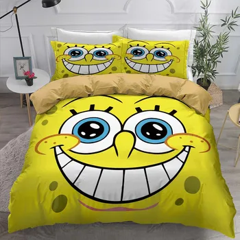 

Cartoon Spongebob Bedding Set Microfiber 3d Duvet Cover Bed Linen Sets Twin Full Queen King Bedclothes AU EU US Size