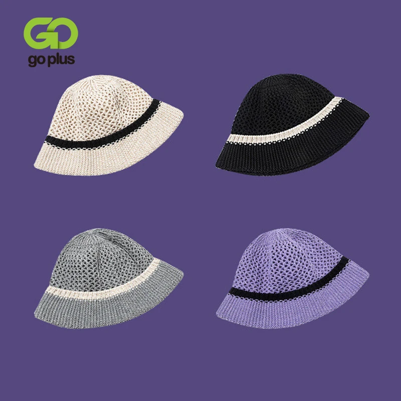 

Bucket Hat Winter Women's Knitted Korean Style Solid Black Patchwork Hats Girls Czapka Zimowa Sombreros De Mujer Chapeau Femme