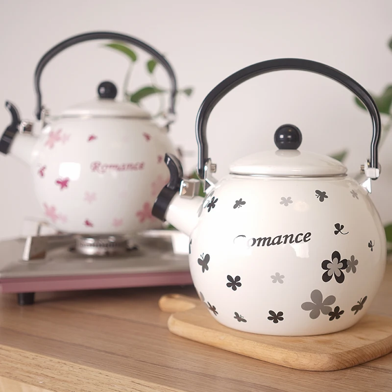 

Japanese porcelain enameled enamel whistle tea kettle induction cooker gas versatility water pot teapot teakettle
