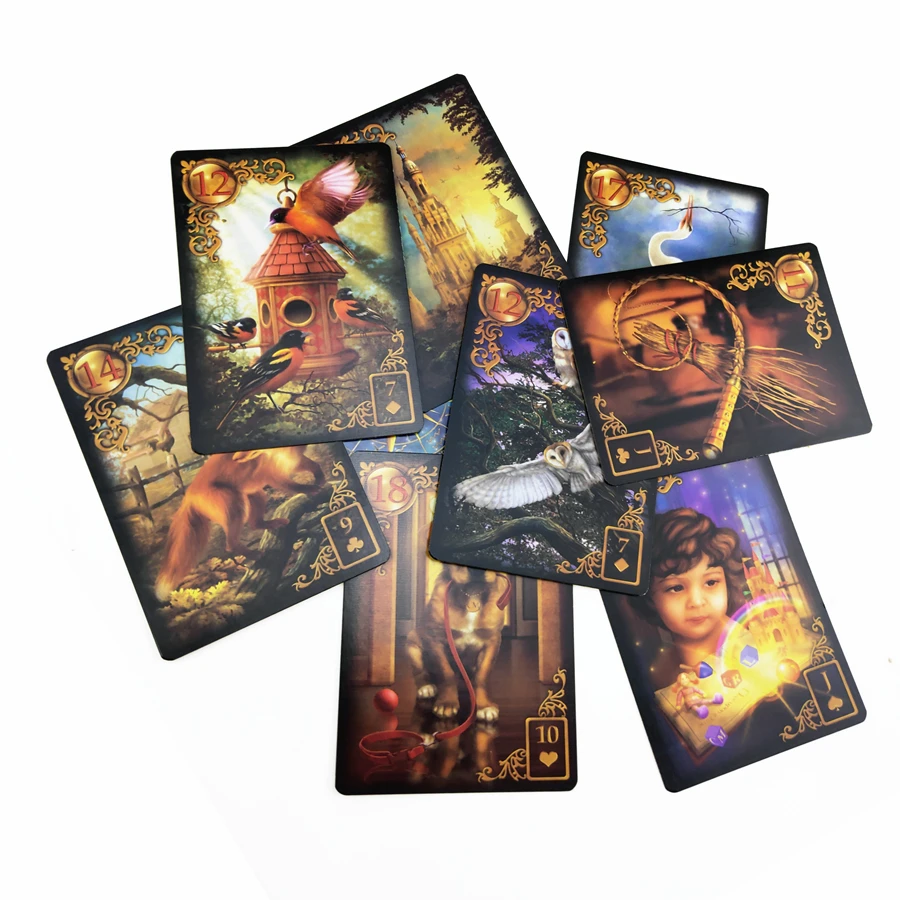 Полный английский Lenormand Oracle карты золотой divination карты Мистик fate настольная игра для женщин