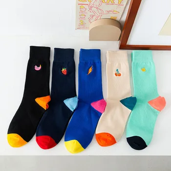

Colorful Patchwork Sock for Woman Fruit Socks Women Adult Kawaii Ladies Elegant Long Sox Cotton Spring Female Trendy Calcetines