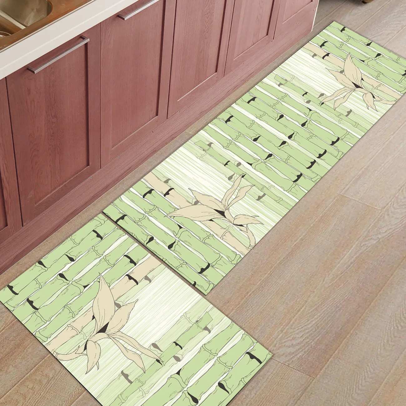 Симпатичные бамбуковые иллюстрации 2 шт. коврик для кухни аксессуары для ванной комнаты Набор грязи мусора грязи Траппер загрузки скребок для обуви