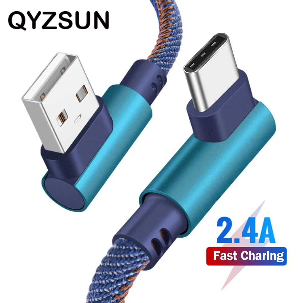 

90 Degree USB Type C Cable Fast Charging Micro USB Cable For Samsung S10 S9 Redmi Note 8 Pro USB-C Cable 1M 2M Charger Data Cord
