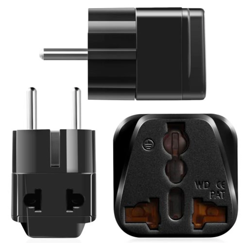 Universal Grounded European CN US AU UK to EU Travel Plug Adapter
