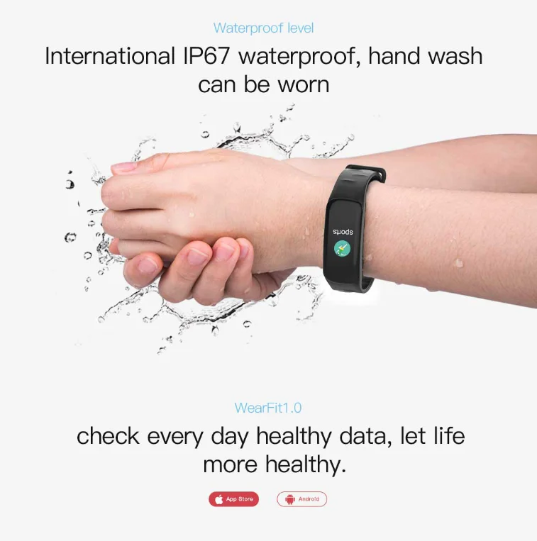 C1 Color Screen Smart Bracelet  With Heart Rate Blood Pressure Pedometer Bluetooth Push Notification Call ReminderLongStandby