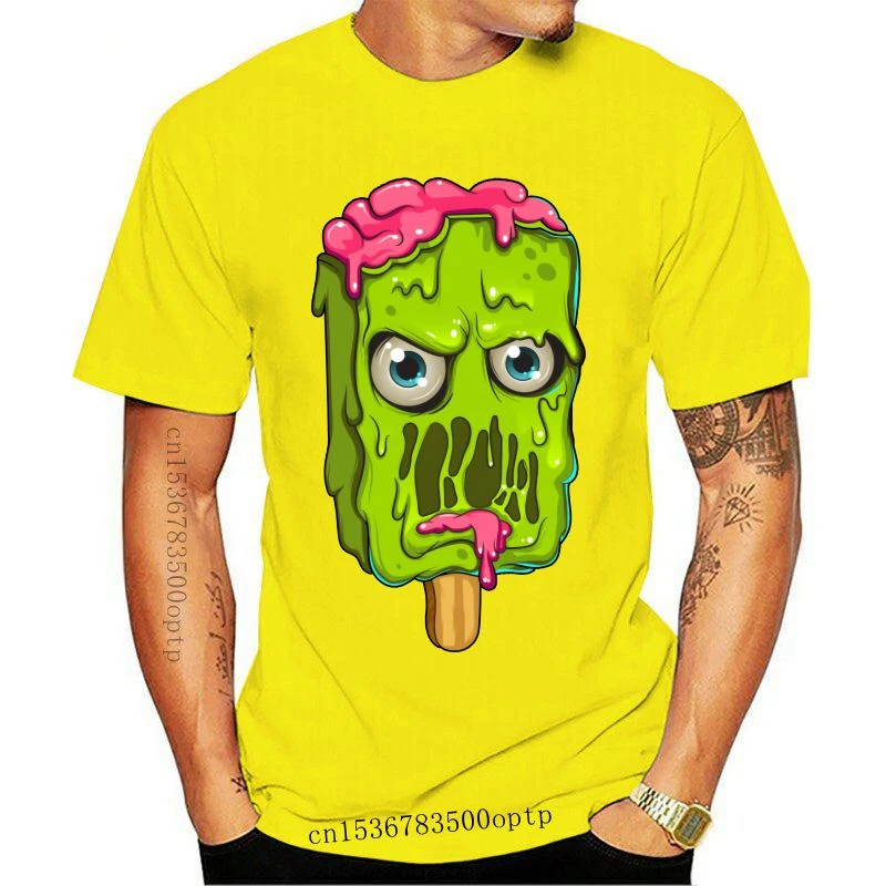 Camisetas personalizadas De corta para estudiantes, camisa De cuello redondo De algodón con estampado De Zombie y helado, para verano y otoño, novedad De 2021| | - AliExpress