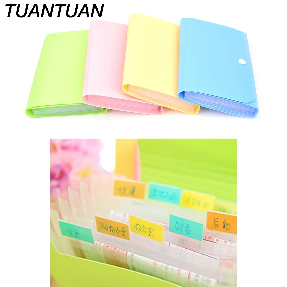 New 104*78*35mm Plastic Candy Color Document Bag Small Size File Folder Expanding Wallet Bill Folder