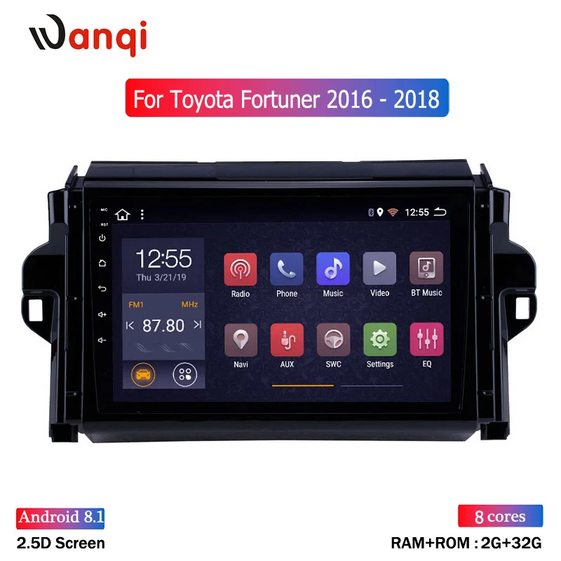 Wanqi Android 8,1 HD сенсорный экран 9 дюймов gps Навигация стерео для- Toyota Fortuner поддержка SWC - Цвет: Eight cores