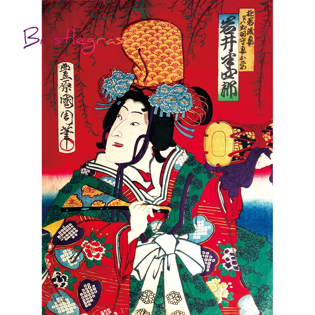 BRISTLEGRASS Wooden Jigsaw Puzzles 500 1000 Pieces Ukiyoe Toyohara Kunichika Masterpiece Educational Toy Japanese Painting Decor