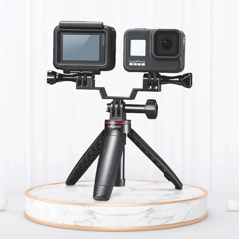 

GoPro action camera tripod for camera universal dual-head mount Gopro interface dual position evaluation mount tripod selfie LED
