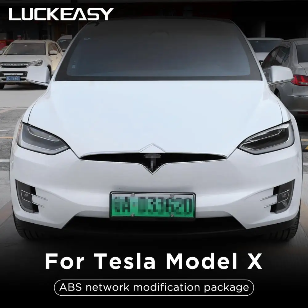 LUCKEASY ABS networ k модификация посылка для Tesla модель X- автомобиля Передняя сетка отделка полосы углеродного волокна