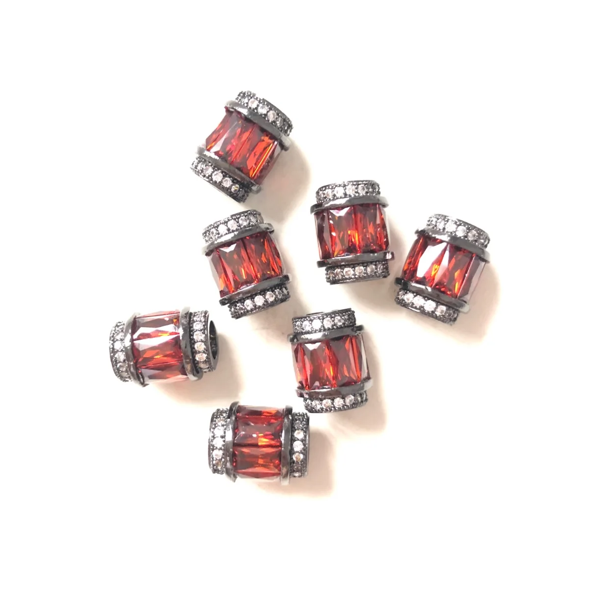 10pcs 9.5x12mm Red Rhinestone Paved Hole Spacers Beads for Women Bracelet Girl Earring Necklace Handcrafts DIY Accessory Supply