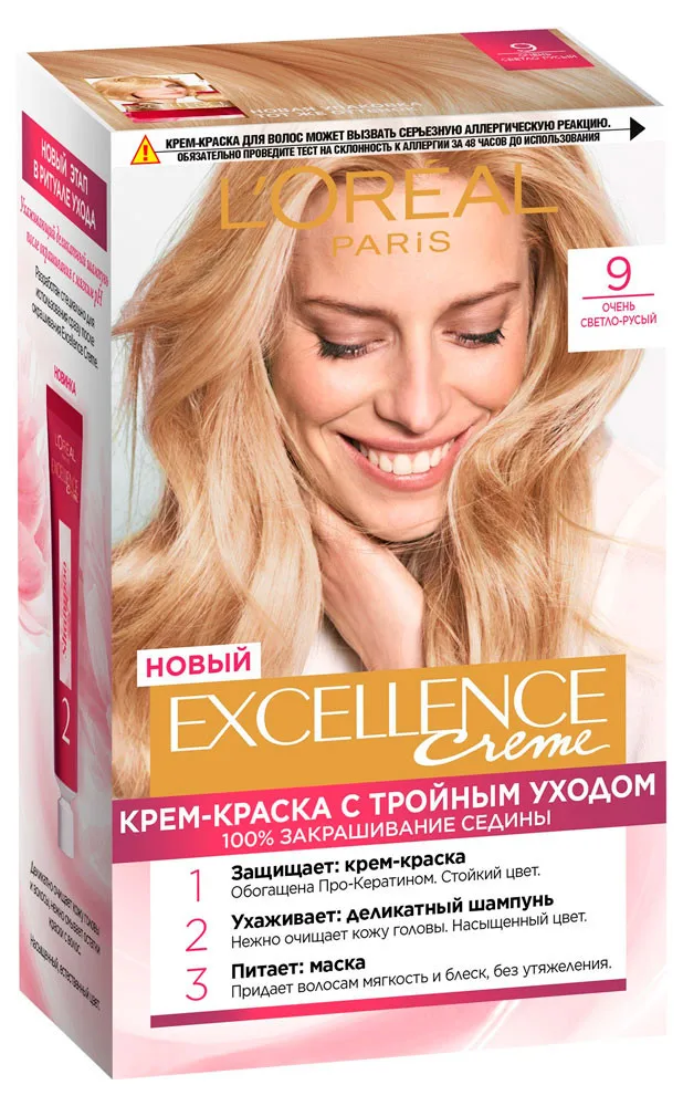 Крем-краска для волос L'Oreal Paris Excellence, светло-русый, тон 9