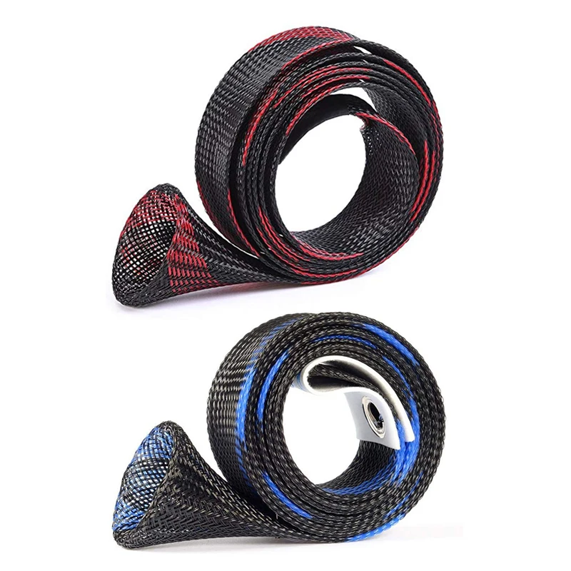 

2 Pcs Fishing Rod Case, Fishing Rod Cover Rod Braided Strap Reel Cover Glove Protector (Black Red & Style 4 Blue Black)