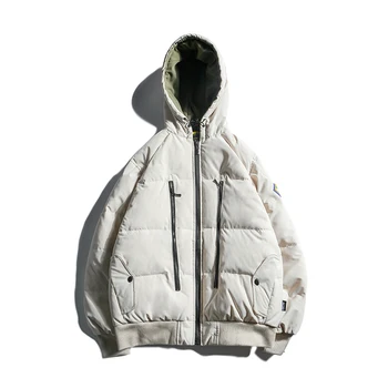 

2019 Winter New Korean Version Of Harajuku Solid Color Student Special Two-color Hooded Sleeves Labeling Coat