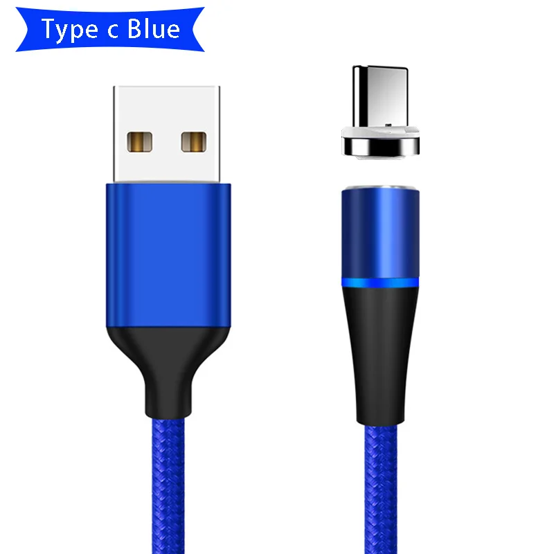 Магнитный кабель 3A для быстрой зарядки 3,0 Micro USB зарядное устройство type C Быстрая зарядка для samsung S8 huawei iPhone магнитные телефонные кабели 1 м 2 м - Цвет: Blue For type c