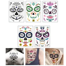 5 листов татуировки на Хэллоуин наклейки водонепроницаемые временные тату-наклейки для лица для детей Взрослые тематическая вечеринка Хэллоуин тату наклейки