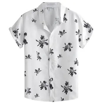 

2020 Men Shirt Top Summer Short Sleeve Printing Blouse Casual Slim Fit Hawaiian Shirts Camisa Masculina Chemise Homme Shirt Men