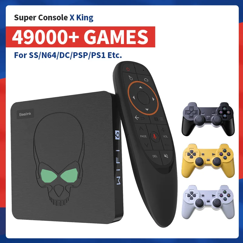 Супер консоль X King Ретро видео игровая с Wi-Fi 6 ТВ приставка подходит для PSP/DC/N64/SS/PS1
