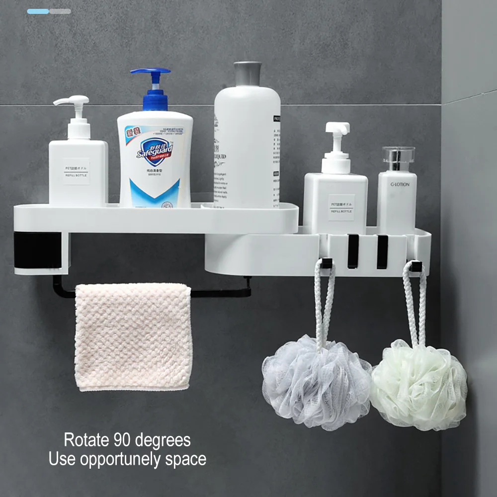 

1 PC Practical bathroom storage Plastic Bathroom Kitchen Storage Rack Organizer Shower Shelf bathroom storage suction shelf