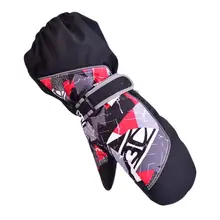 Водонепроницаемые зимние лыжные варежки для детей ясельного возраста, уличные уплотненные длинные ветрозащитные Нескользящие теплые зимние перчатки От 3 до 12 лет