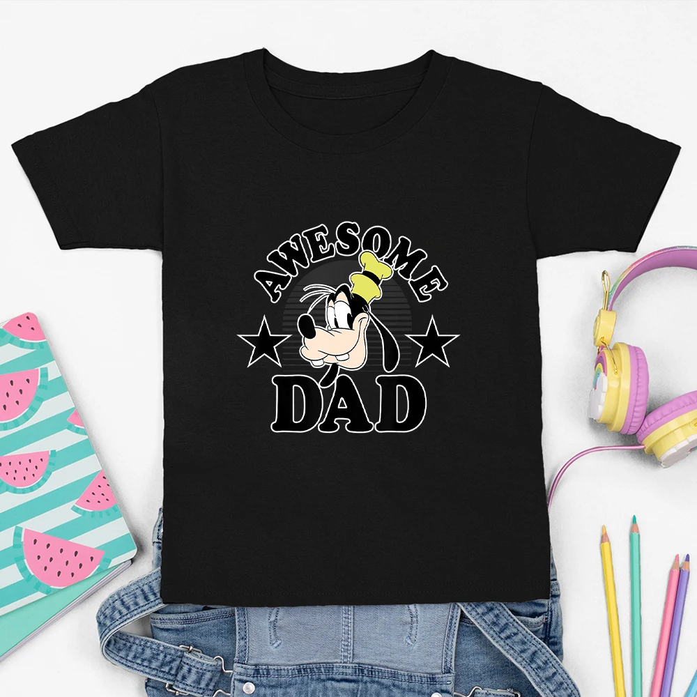 Повседневные детские футболки с мультяшным рисунком Disney Goofy удобные четыре
