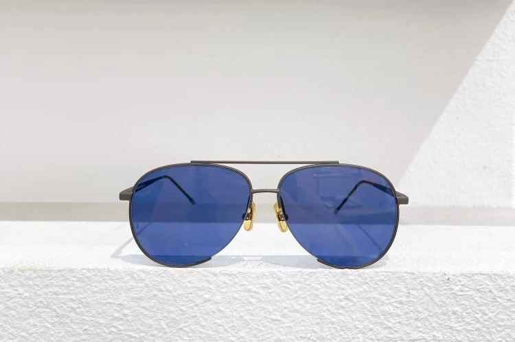 New THOM Brand Fashion Sunglasses Vintage Oval Double-beam Pilot Frog-shaped Men's Women's UV Protection Glasses Driving Gafas