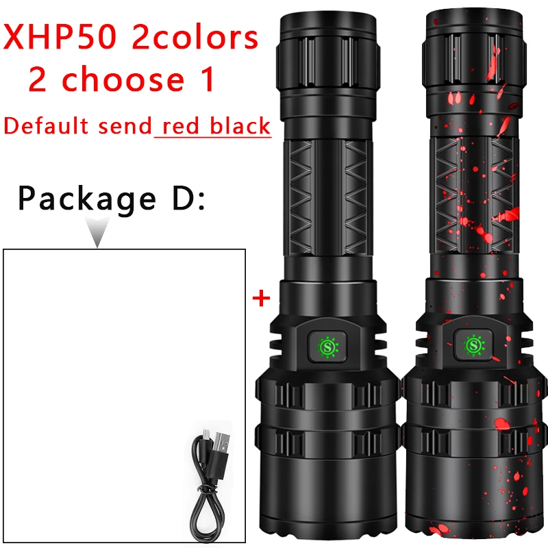 D 80000LM мощный XHP50 светодиодный фонарик Xlamp алюминиевый охотничий L2 водонепроницаемый 5 режимов фонарь для использования батареи 18650 26650 - Испускаемый цвет: D