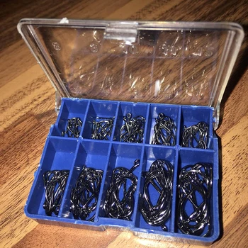 BEST BUY ❤️ Durable 1 Set 100 Pcs 10 Sizes Black Silver Fly Fishing Hook With Hole Carp Fishing Gear Hooks Tackle Carry Box - discount item 40% OFF Sports & Entertainment