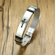 Регулируемый Серебряный крест браслеты мужские из нержавеющей стали модные таблички Очаровательные цепи браслеты мужские цепочки на руку подарки для мужчин