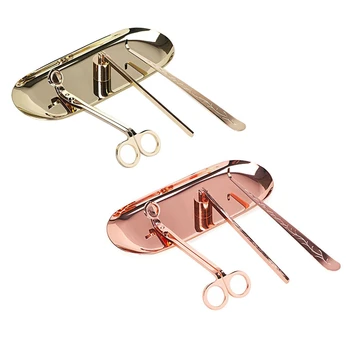 

2 Set Candle Accessory Set Candle Wick Trimmer Candle Wick Dipper Candle Snuffer Storage Tray 4 Packs Candle Care Kit Gift for C