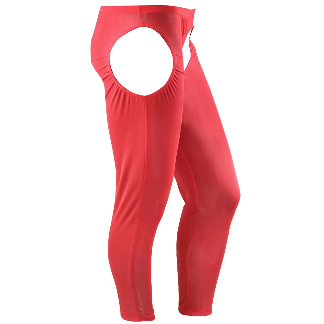 Men Leggings Sexy Chaps Pants Erotic See-through Mesh Sheer Stretchy Pants Bottoms Sissy Lingerie Porno Gay Open Croch Underwear