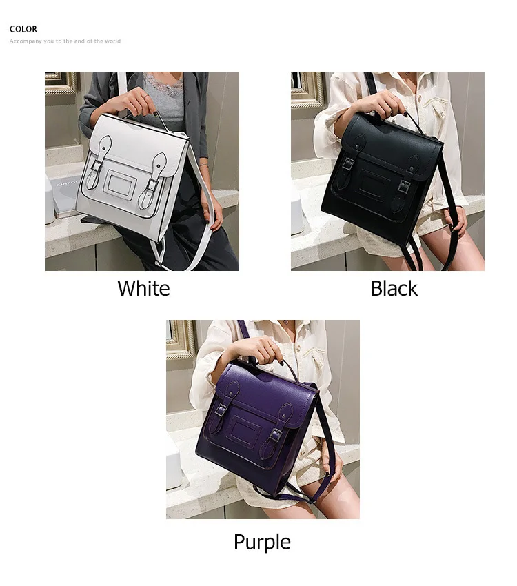 Black White Girls School College Backpacks Vintage Leather Luxury Brand Womens Backpack Preppy Style Back Bags Shoulder Satchels (11)