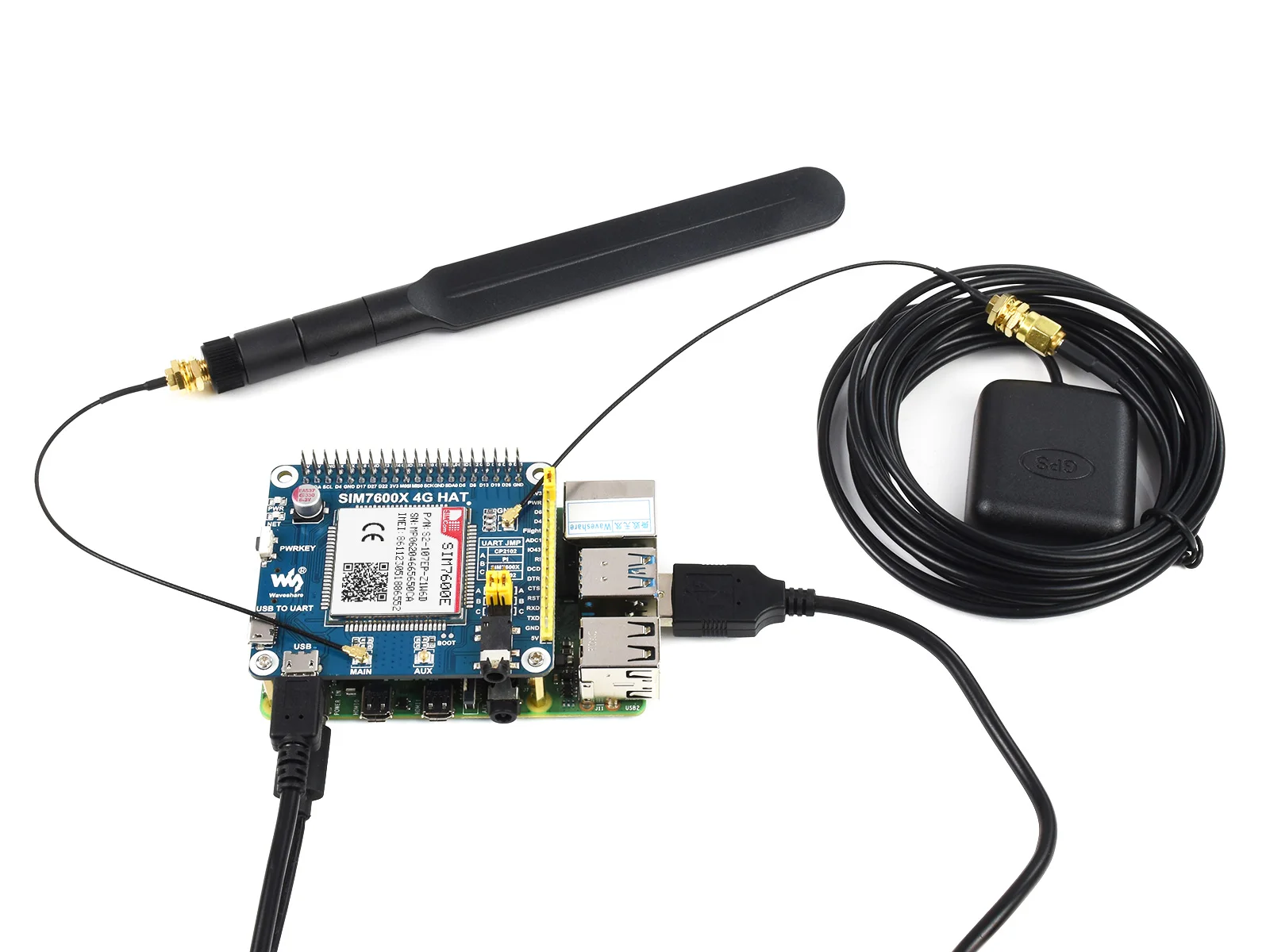 

Шляпа Waveshare SIM7600E LTE Cat-1 для Raspberry Pi, 3G / 2G/GNSS, а также для Юго-Восточной Азии, Западной Азии, Европы, Африки