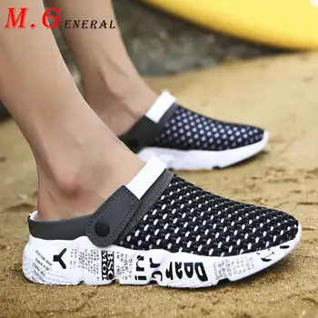 

Casual Sandals for Men Mesh Breathable Beach Shoes Clogs Man Platform Croc Shoes Cave Printed Men's Slippers Big Size Slides C70