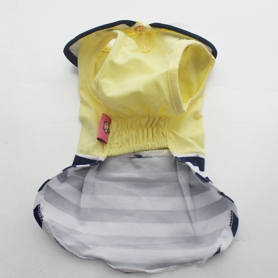 Полосатое платье для собак и кошек, рубашка, хлопок, юбка для щенка, жилет, весенне-летняя одежда