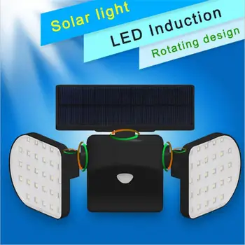 

56LED Solar Double Head Solar Light Human Body Motion Sensing Spotlight Waterproof Outdoor Adjustable Angle Garden Wall Light