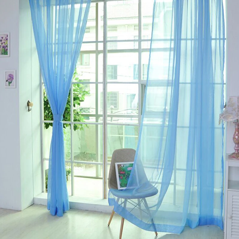 Description Picture 2 of itemEuropean And American Style Living Room Window Screen Solid Curtain Single Sheet Solid Color Glass Transparent Window Screen
