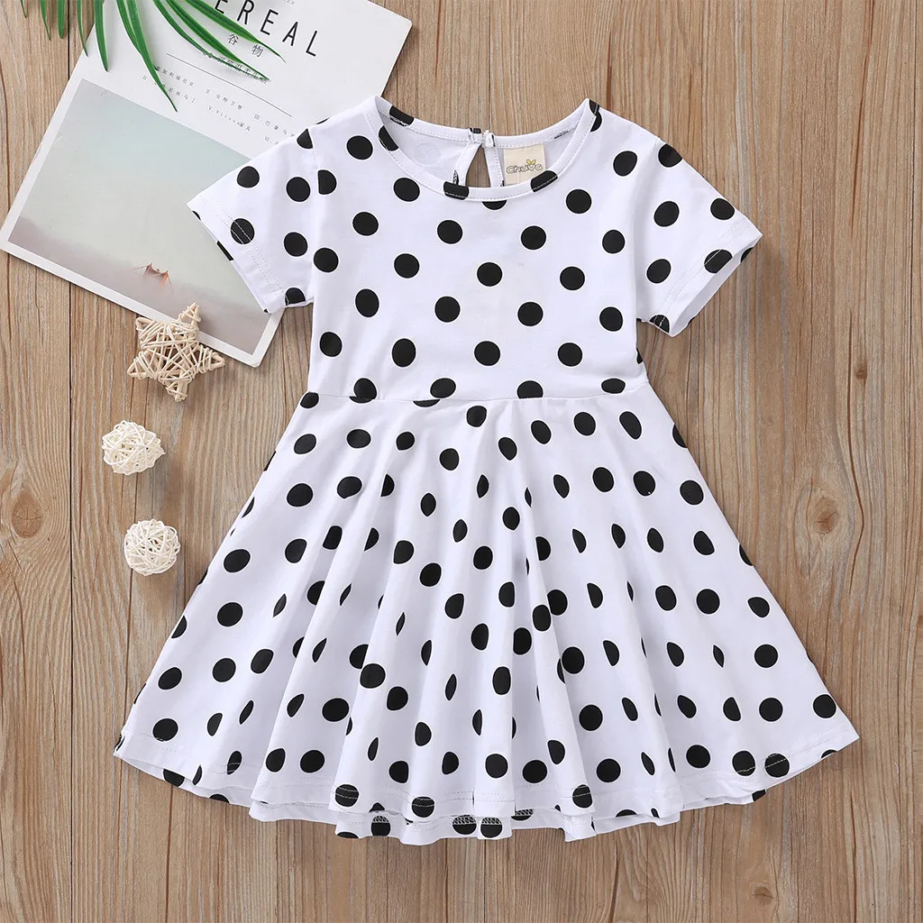 Платье для девочек; Vestidos 2019Top; детское винтажное платье для девочек; платье принцессы в горошек; праздничное платье в стиле рокабилли; детская одежда - Цвет: White