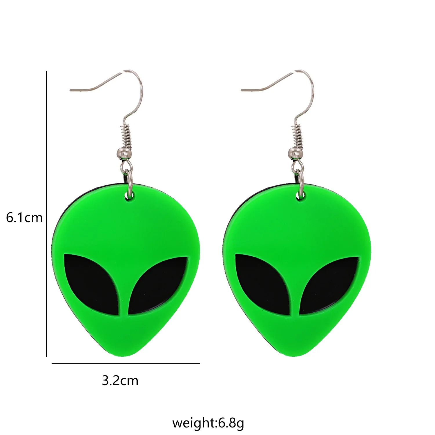 Neon Green Arcylic Alien Drop Earrings 