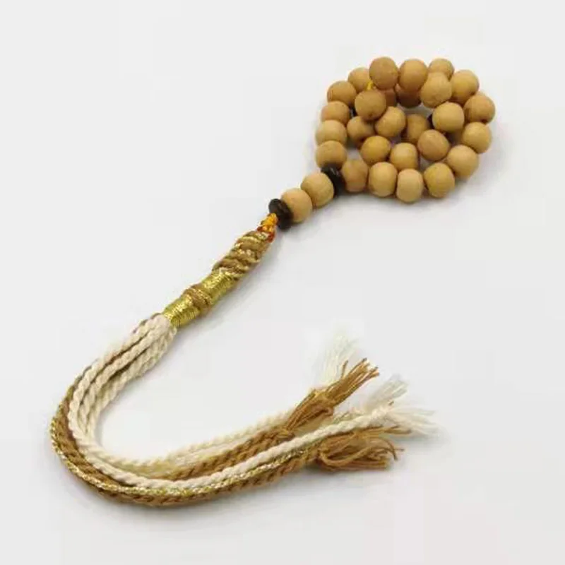 Günstige Tasbih Natürliche Indische sandelholz 33 66 99 perlen geruch sandelholz Mann der Misbaha Muslim gebet perlen Tasche ornament Islam Rosenkranz