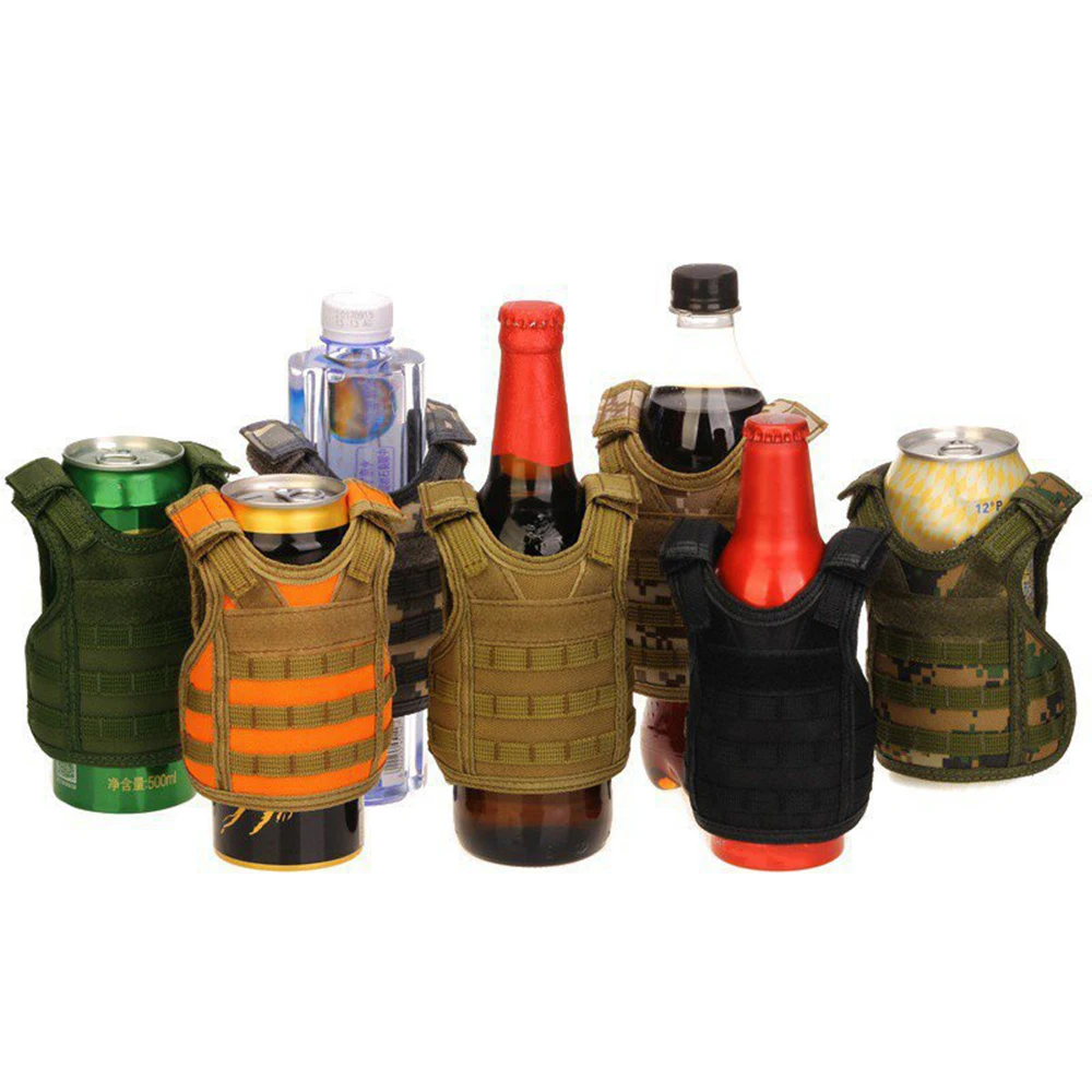 

Tactical Beer Bottle Beer Vest Cover Military Mini Miniature Molle Vest Personal Bottle Drink Adjustable Shoulder Straps Set