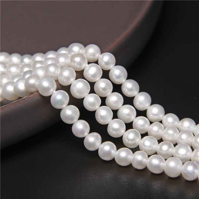 10-11mm AA White Oval Natural Pearls Beads Large Hole Potato