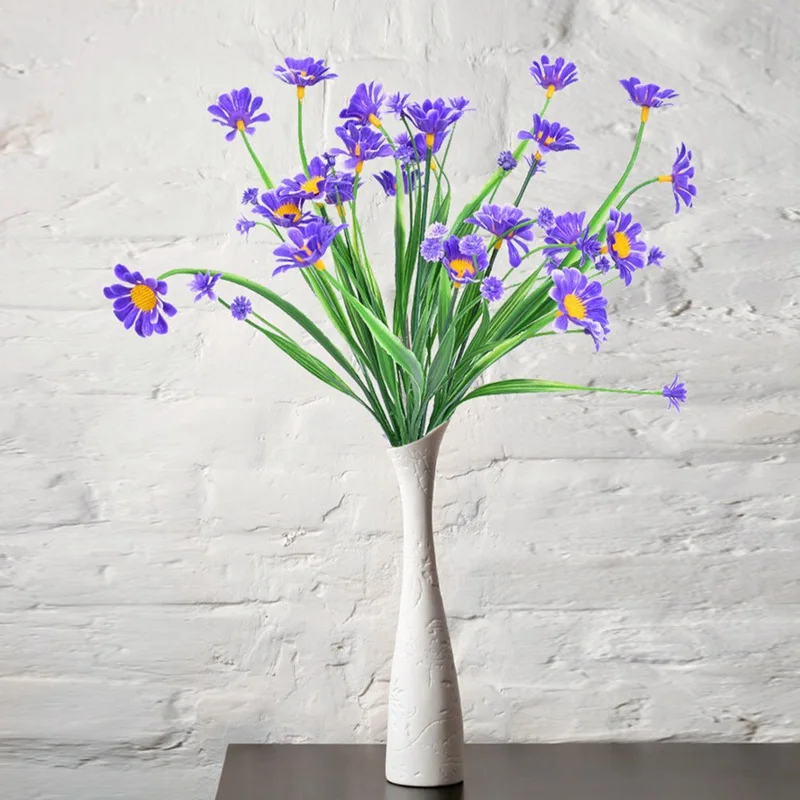 

7 Heads Long Stem Daisy Flower Branch Simulation Fake Flower Garden Living Room Decoration Floor Display Artificial Flowers