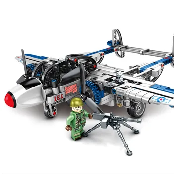 

330Pcs DIY Lightning Fighter Military Model Plane Helicopter Building Blocks Bricks Sets Kits Educational Toys For Children