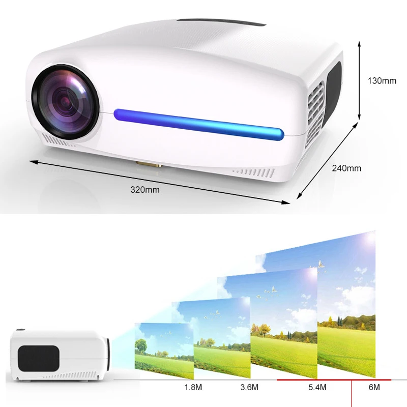 

C2 1920*1080P Full HD LED Projector with 4D Digital Keystone 6500Lumens Home Theater Portable HDMI Beamer LED Proyector